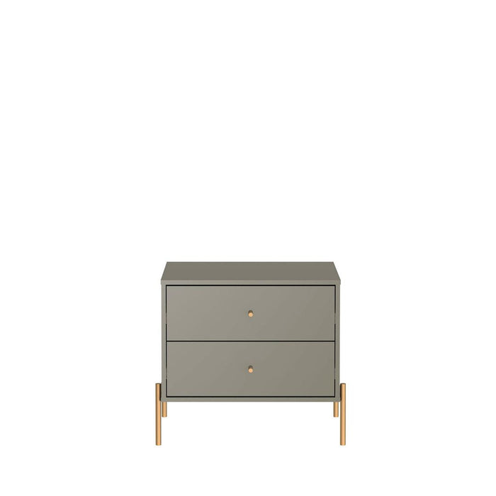 Manhattan Comfort Jasper Nightstand with Steel Gold Legs - Grey Gloss