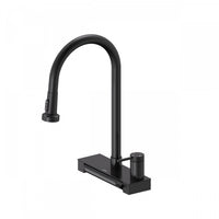 4 Function Pivoting Waterfall Pull-Down Kitchen Faucet with Power Wash, High Arc. Black-FCWRMBKD1 Laundry Combo