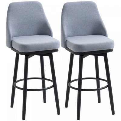 HOMCOM Bar Height Bar Stools Set of 2 360° Swivel Barstools with Legs, Grey