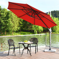 Costway 11ft Patio Offset Umbrella Cantilever Rotation Aluminum Tilt Cross Base Wine