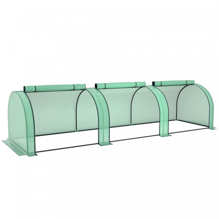 Outsunny Mini Tunnel Greenhouse With Pe Cover Garden Green Grow Shed, Green
