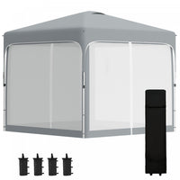 Outsunny 10' X 10' Pop Up Gazebo, Foldable Canopy Tent With Carrying Bag With Wheels, 4 Leg Weight B