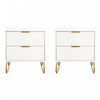 Dumbo Modern 20\" Fluted Nightstand in White (2-Drawer) - Set of 2