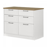 Toscano 6-drawer Kitchen Island - White And Maple Nutmeg
