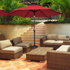Costway 10Ft Outdoor Market Patio Table Umbrella Push Button Tilt Crank Lift Burgundy