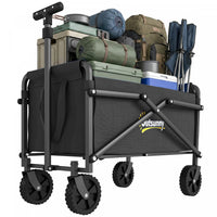 Outsunny Collapsible Folding Wagon Cart, Portable Outdoor Utility Compact Small Garden Cart with Universal Wheels and Adjustable Handle for Sports, Camping, Shopping, Black