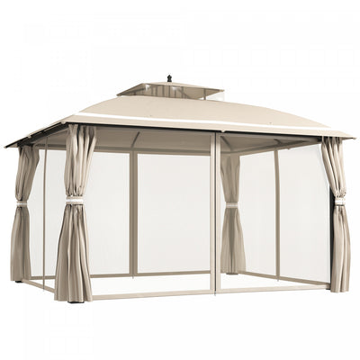 Outsunny 10' X 12' Outdoor gazebo, double Roof With Netting And Curtains