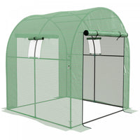 Outsunny 6' X 6' X 6.6' Tunnel Greenhouse With Doors And Mesh Windows, Walk-in Green House With Uv-r