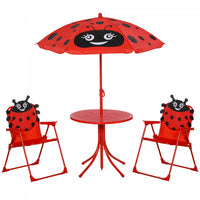Outsunny Kids Folding Picnic Table And Chair Set Pattern Outdoor Garden Patio Backyard With Removabl