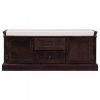 Boyce Solid Wood Storage Bench With 4-door Shoe Cabinet With Cushion -Espresso 