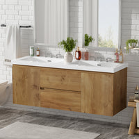 Ethan 59.3-Inch Double Sink Bathroom Vanity with Soft-Close Storage,Wood