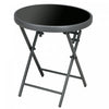 Outsunny 18\" Outdoor Folding Table With Tempered Glass Top, Black