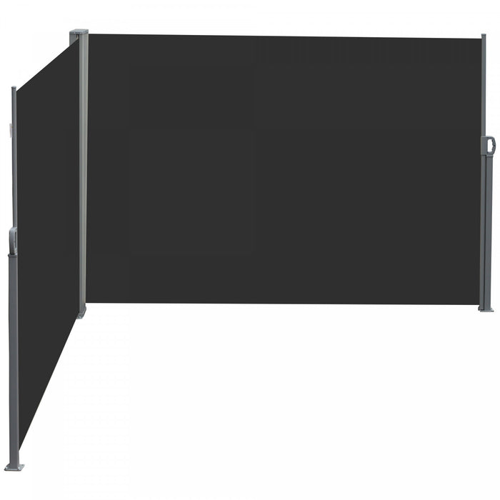 Outsunny Double Retractable Side Awning 236\" X 63\" Patio Screen Black