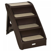Pawhut 4-level Portable Dog Stairs, Foldable Dog Steps For Small Dogs, Lightweight Cat Steps, With N