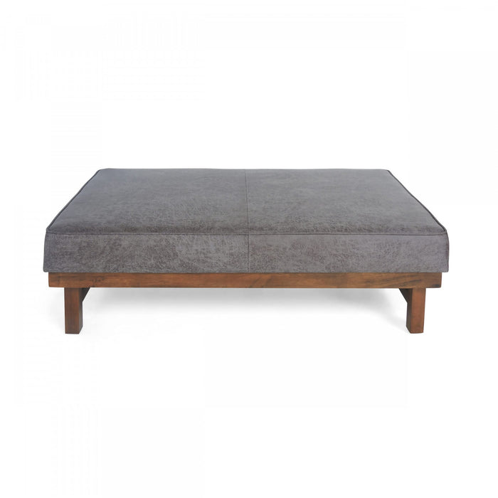 Harrison Large Ottoman Coffee Table with Faux Leather and Storage Function - Grey