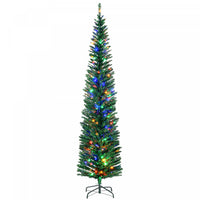 Homcom 7.5' Pencil Artificial Christmas Tree With Colourful Led Lights