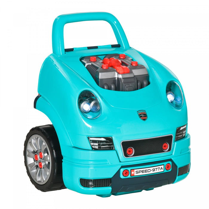 Qaba Kids Truck Engine Toy Set, Educational Car Service Station Kids Tool Set, Take Apart Workshop For 3-5 Years Old Teal