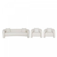 Sylvia Modern Glam 3-Piece Sofa Set in Ivory 