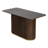 Jett 63 Inch Modern Industrial Dining Table with MDF & Iron Pedestal Base, Brown 