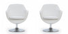 Caisson Modern Upholstered Swivel Lounge Chair in White - Set of 2