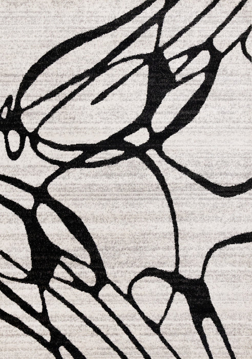 Emmett Grey Black Drizzle Swirl Rug, 5'3\" x 7'7\" Indoor Area Rug