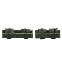 Verandah Mid-Century Modern 2-Piece Sofa Set in Olive Green 