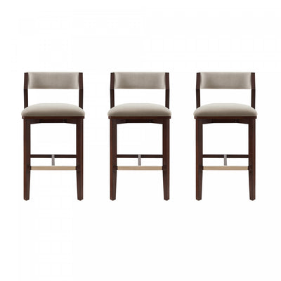 Patricia Modern Wood Upholstered Barstool in Linen - Set of 3 | Tabouret de bar moderne en bois Patricia avec revetement en lin - Lot de 3