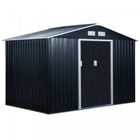 Outsunny 9' X 6' Garden Storage Shed With Floor Foundation, Metal Tool Storage House With Double Doo