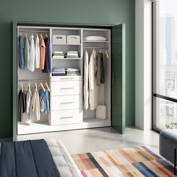 Bestar Florence 74\" Modular Reach-In Closet System with Rods and Storage - White