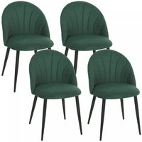 HOMCOM Dining Chairs Set of 4 Kitchen Chairs with Metal Legs Green