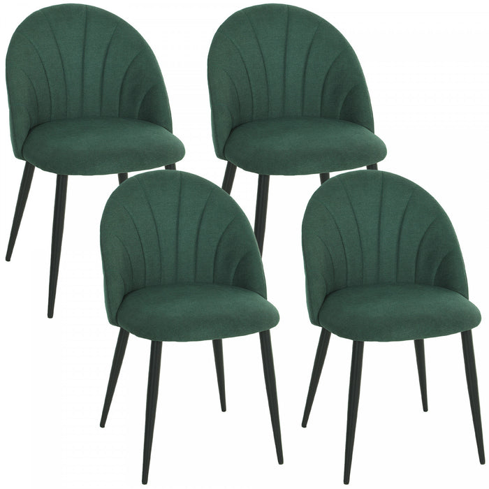 HOMCOM Dining Chairs Set of 4 Kitchen Chairs with Metal Legs Green