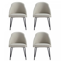 Gracie Modern Vegan Leather Metal Dining Chair in Stone Gray and Black - Set of 4