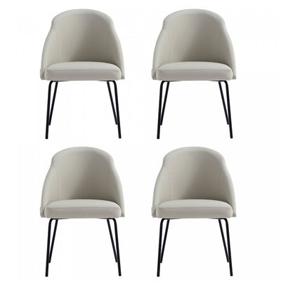 Gracie Modern Vegan Leather Metal Dining Chair in Stone Gray and Black - Set of 4 | Chaise de salle a manger moderne Gracie en cuir vegetalien et metal, gris pierre et noir - Lot de 4