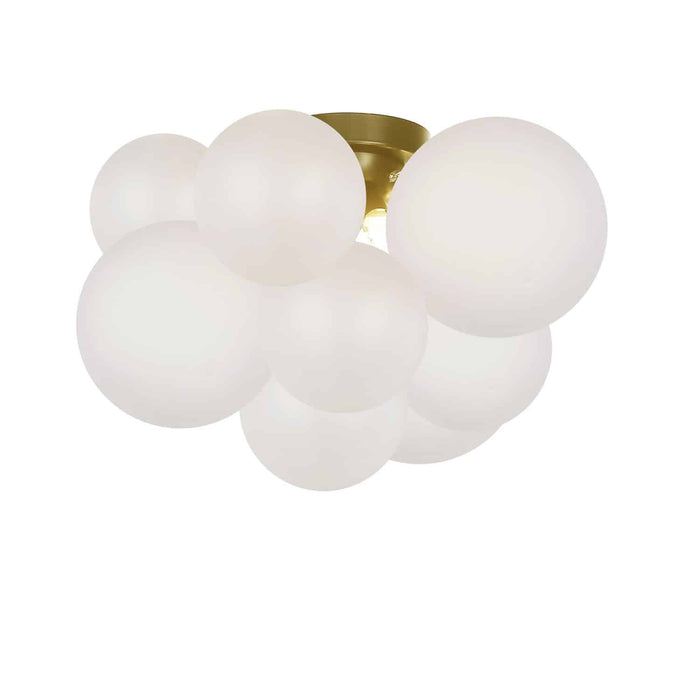 Dainolite Miles 3 Light Flush Mount Aged Brass Frosted White Glass Lamp