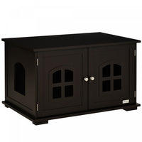 Pawhut Cat Litter Box Enclosure Hidden Cat Furniture Cabinet Indoor Cat Washroom Double-door Nightst