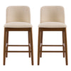 Lois Rubber Wood Counter Stool Set of 2 with Upholstered Seat and Footrest,Beige