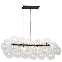 Dainolite Comet 10 Light Horizontal Pendant Matte Black Clear Glass Lamp