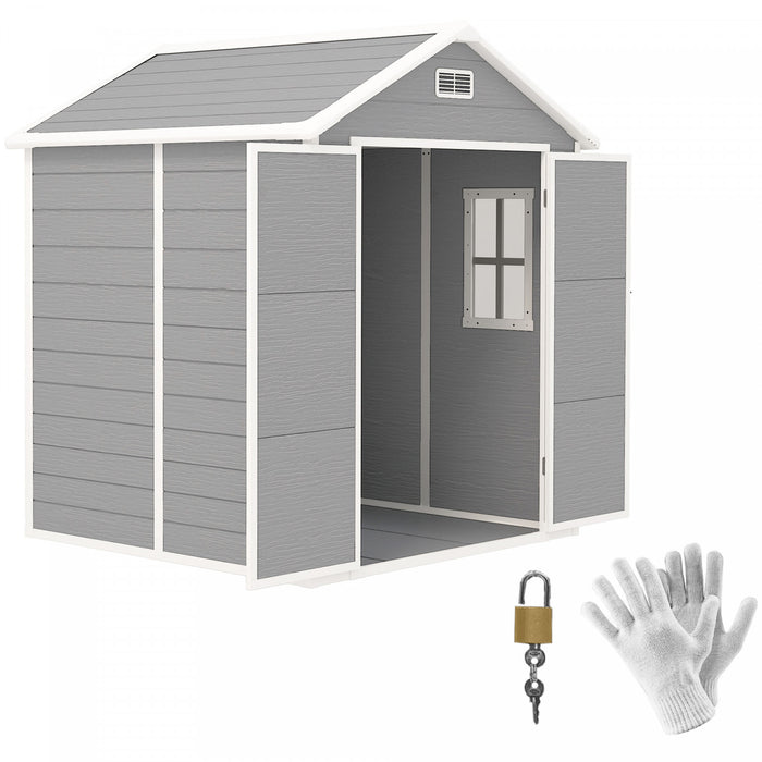 Outsunny 6' X 5' Plastic Storage Shed With Floor, Window, Lockable Doors