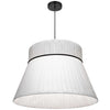 Dainolite Rochelle 1 Light Incandescent Pendant Matte Black White Ribbon Shade Lamp