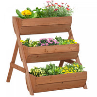 Outsunny 3 Tier Raised Garden Bed Vertical Wooden Elevated Planter Box Kit For Flowers, Vegetables,