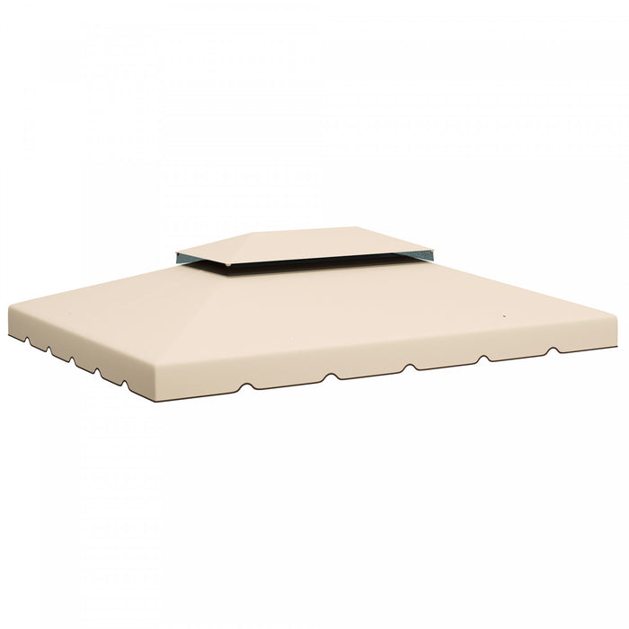 Outsunny 13.1'x9.8' Double Roof Gazebo Replacement Canopy Top Cover Cream