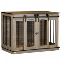 Pawhut Dog Crate Furniture With Divider Panel, Wooden Dog Kennel Tv Stand For Large Dogs, Pet House