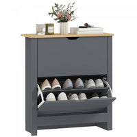 HOMCOM Narrow Shoe Cabinet for Entryway w/ 2 Flip Drawers Adjustable Shelf