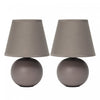 Simple Designs Mini Ceramic Globe 2-Piece Table Lamp Set - Grey