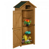 Outsunny 30\" X 21\" X 71\" Garden Storage Shed, Outdoor Storage Shed With 3 Tier Shelves, Workshop Yard Tool Utility Storage House Water-resistant All-weather Cover Spire Roof, Brown