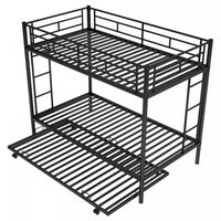 Tammy Space-saving Metal Twin Over Bunk Bed With Trundle - Black 