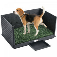 PawHut Dog Grass Pad with High Walls and Tray, Dog Litter Box for Puppy Training, Pee Pad Holder with Artificial Grass and Drainage for Indoor Outdoor Use, 30