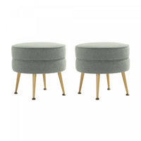 Bailey Mid-Century Modern Upholstered Accent Ottoman in Sage Green - Set of 2 