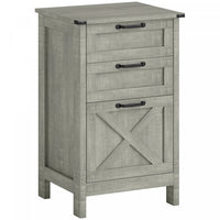 HOMCOM 3 Drawer File Cabinet Filing Cabinet for A4 Letter Size Stone Grey