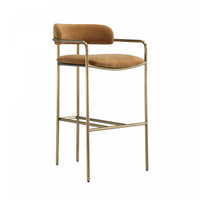 Serene Mid-Century Modern Metal Upholstered Barstool in Turmeric 